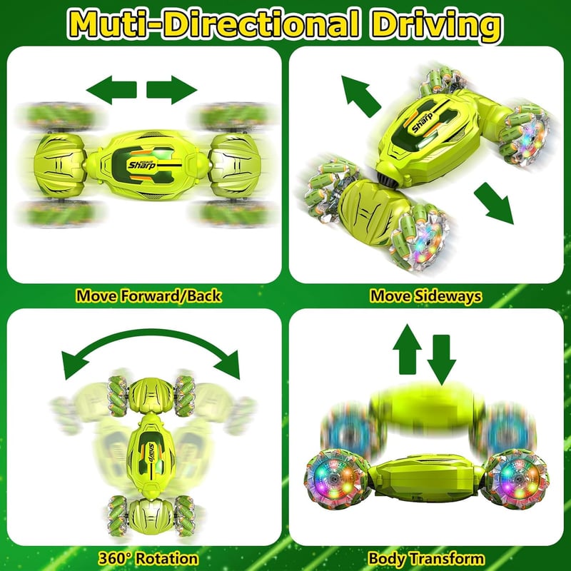 Gesture Sensing RC Stunt Car with Light & Music - Birthday Gift for Kids 6-12