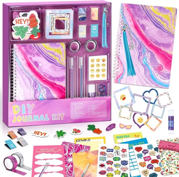 DIY Journal Kit for Girls Age 8-14 - Birthday Scrapbook & Diary Set