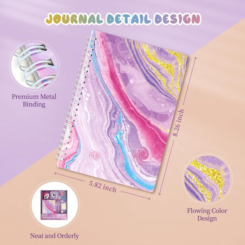 DIY Journal Kit for Girls Age 8-14 - Birthday Scrapbook & Diary Set
