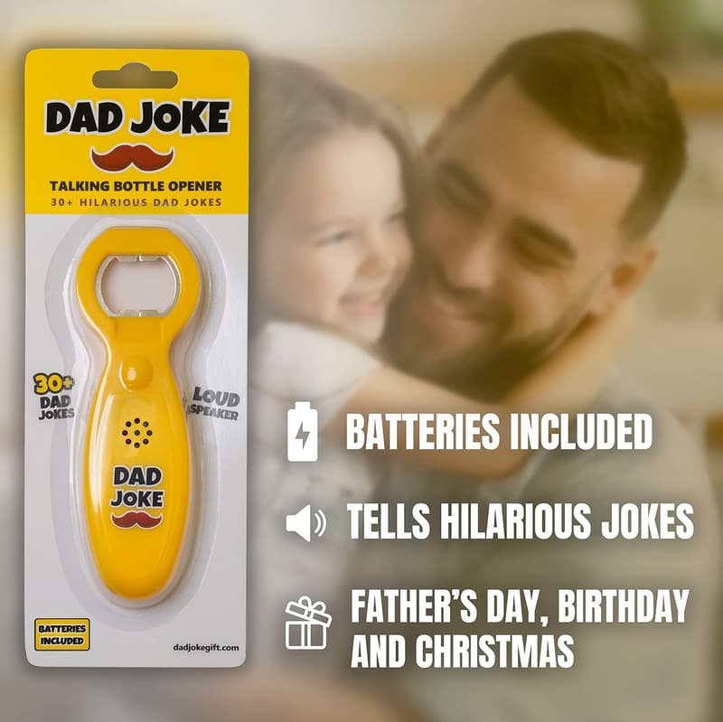 Dad Joke Bottle Opener with 30+ Punchlines | Fun Gift