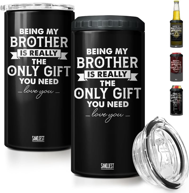 Brother Gifts - 4-in-1 Stainless Steel Can Cooler, 16オズ
