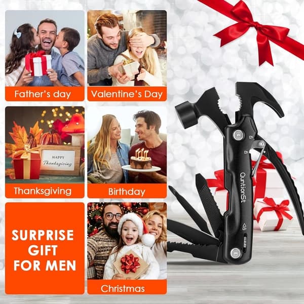 Christmas 12-in-1 Hammer Multitool for Men, Stocking Stuffer