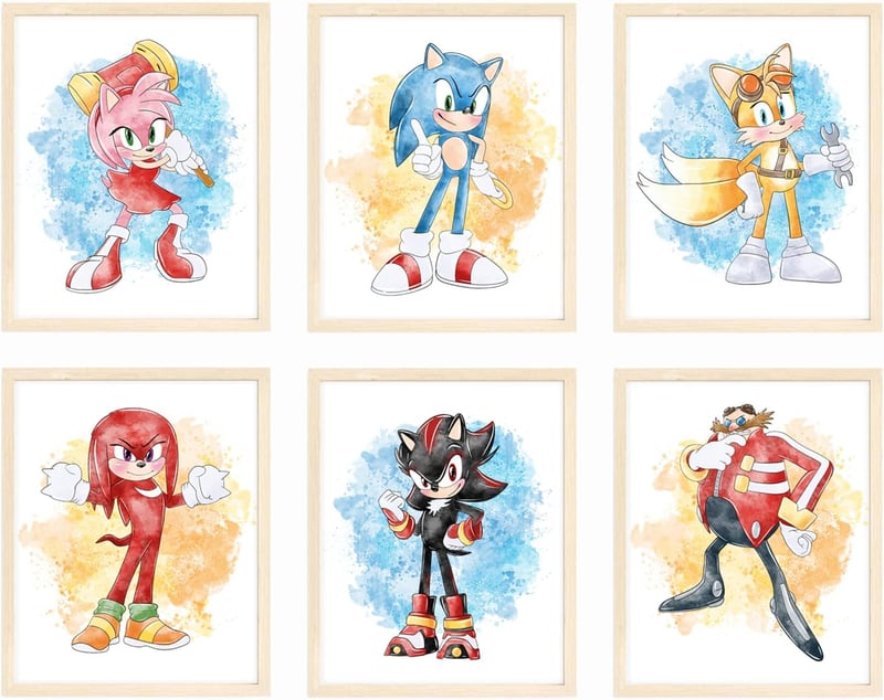 Hedgehog Nursery Wall Art Prints - Set of 6 Unframed 8x10