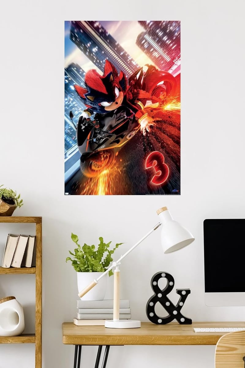 Sonic the Hedgehog Shadow Motorcycle Wall Poster, Unframed 34