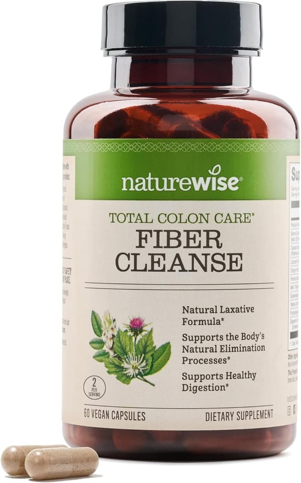 NatureWise Colon Care Fiber Cleanse with Herbal Laxatives, 60 Count