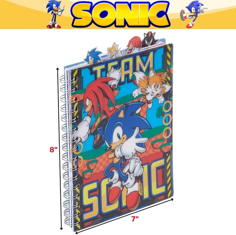 Sonic the Hedgehog Spiral Notebook - 96 Lined Pages, Blue