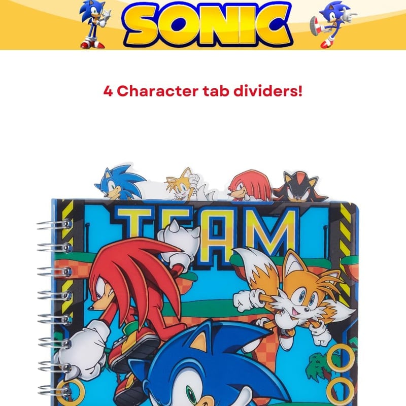 Sonic the Hedgehog Spiral Notebook - 96 Lined Pages, Blue