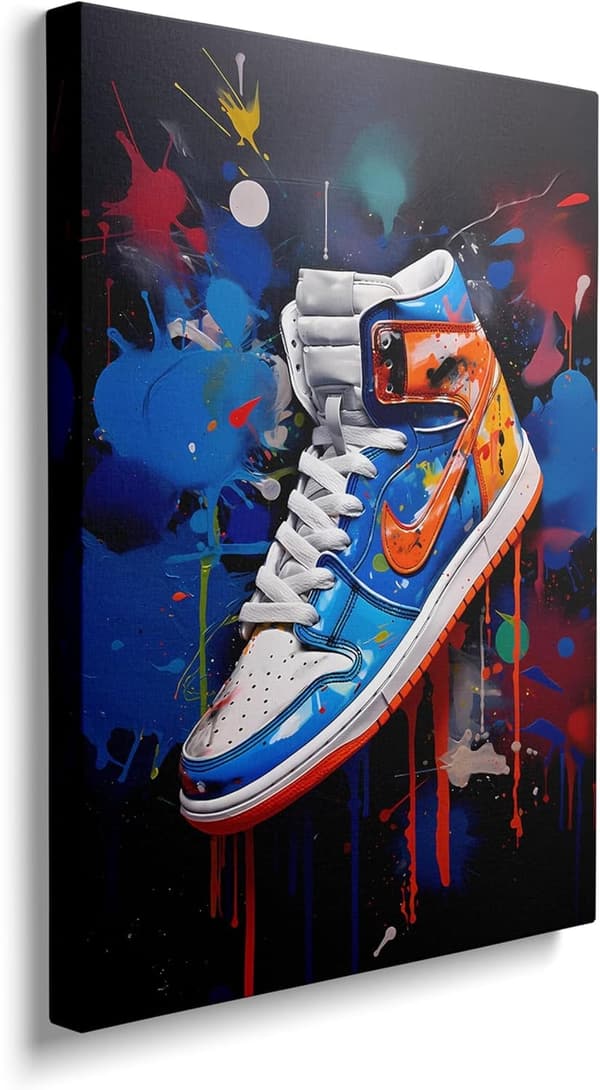 Trendy Banksy Graffiti Sneaker Canvas Art for Home Décor