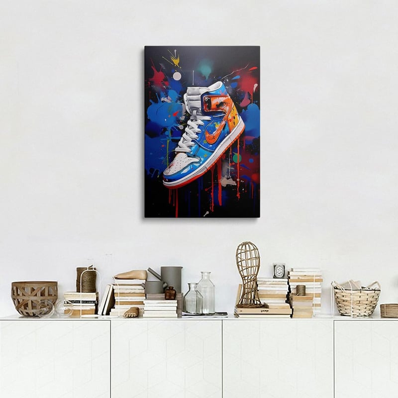 Trendy Banksy Graffiti Sneaker Canvas Art for Home Décor