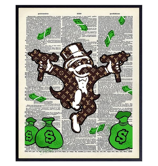 Urban Street Art LV Monopoly Man Poster - Stylish Room Decor