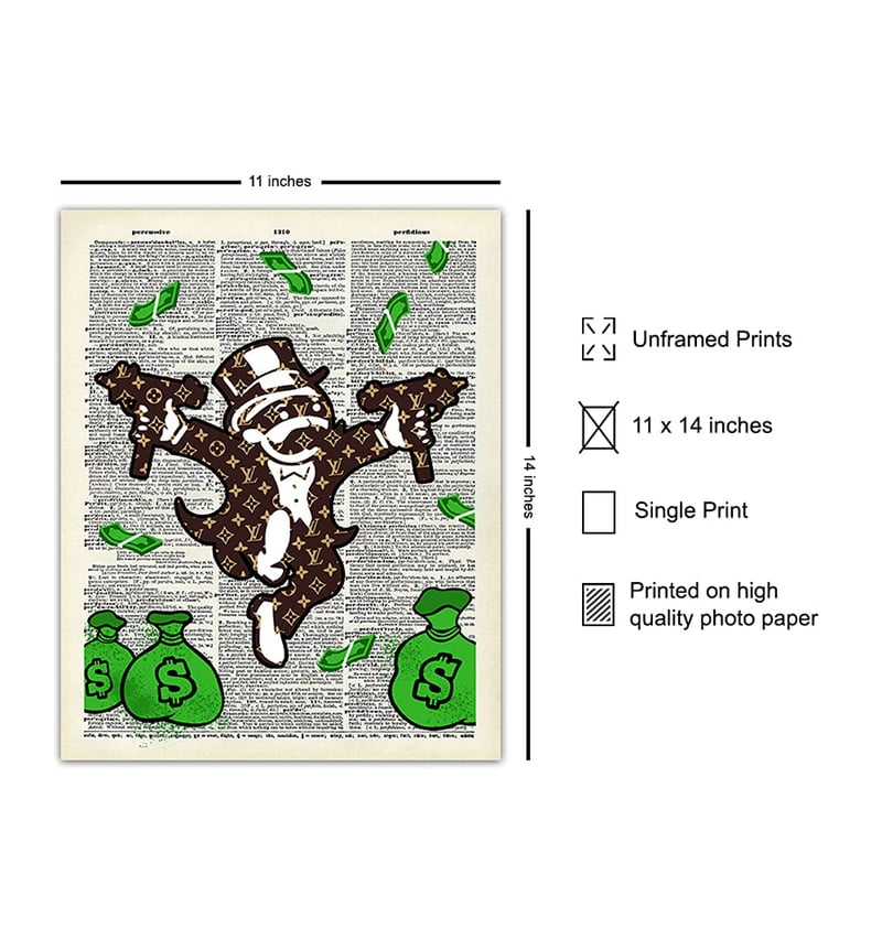 Urban Street Art LV Monopoly Man Poster - Stylish Room Decor