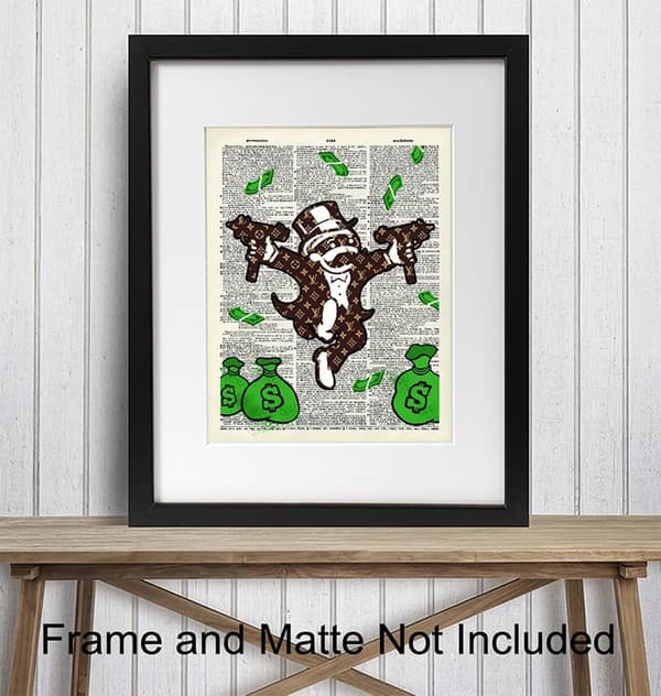Urban Street Art LV Monopoly Man Poster - Stylish Room Decor