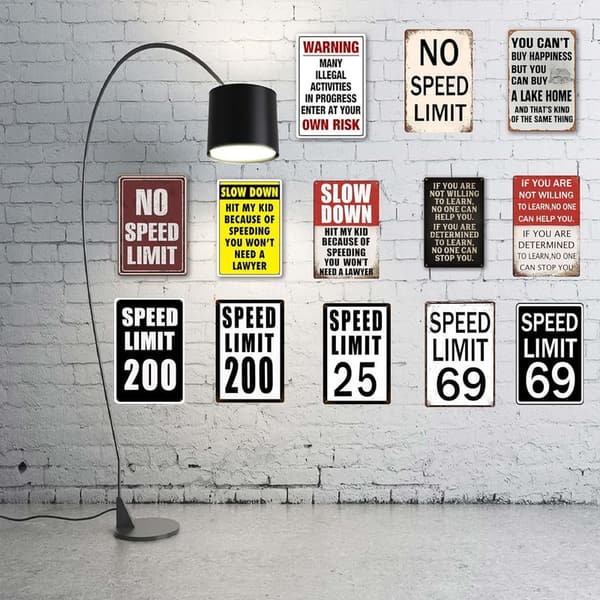 Funny Speed Limit 69 Tin Sign for Men's Bedroom Decor