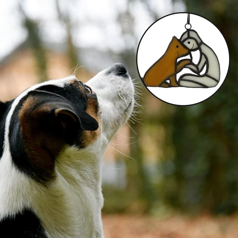 Dog Memorial Stained Glass Hanging – Sympathy Gift for Pet Lovers