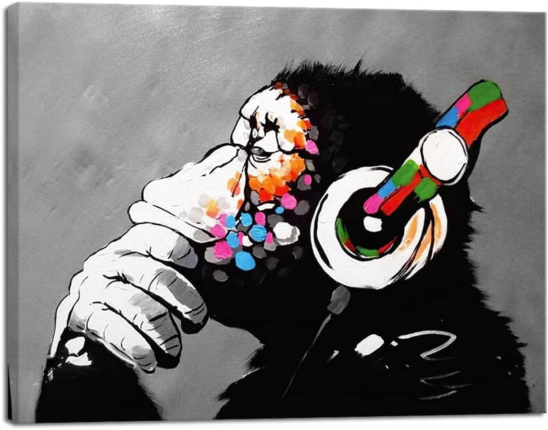 Cool Monkey DJ Pop Art Canvas Print for Home or Office Decor