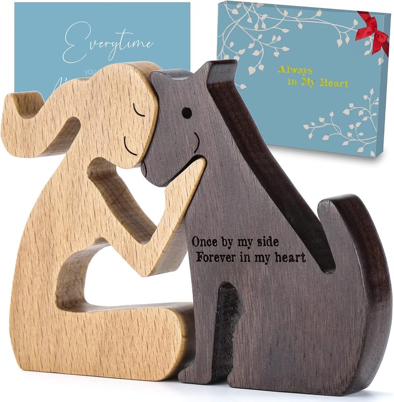 Dog Memorial Gift for Women - Wooden Carving Keepsake