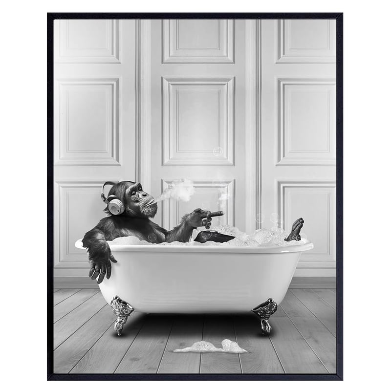 Trendy Black Bathroom Wall Art - Funny Restroom Sign