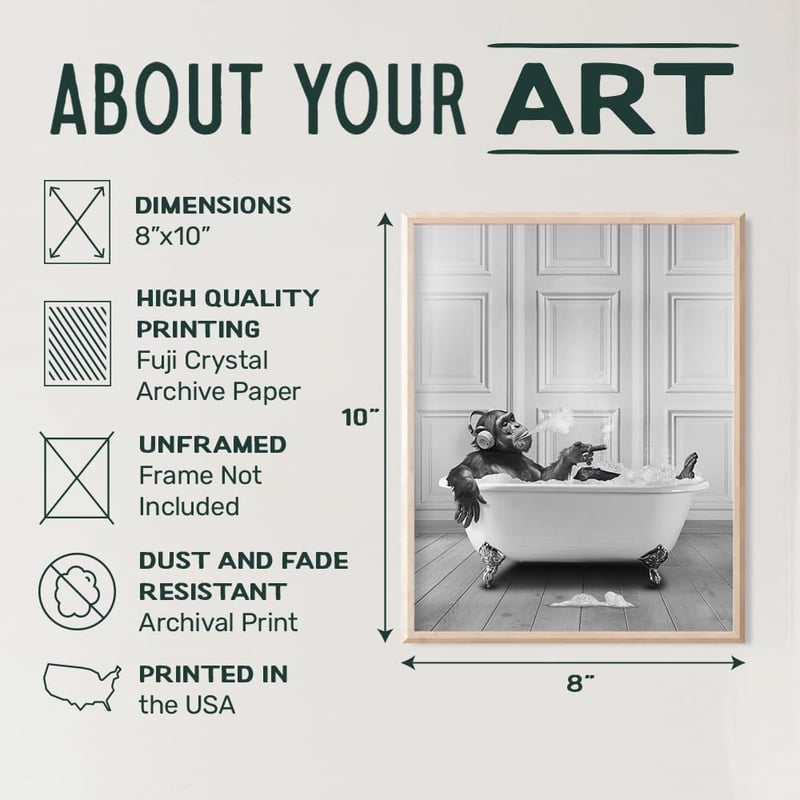 Trendy Black Bathroom Wall Art - Funny Restroom Sign