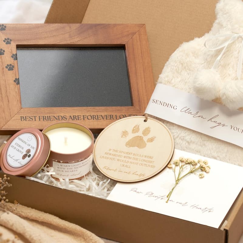 Pet Loss Sympathy Gift Box with Memory Candle & Photo Frame