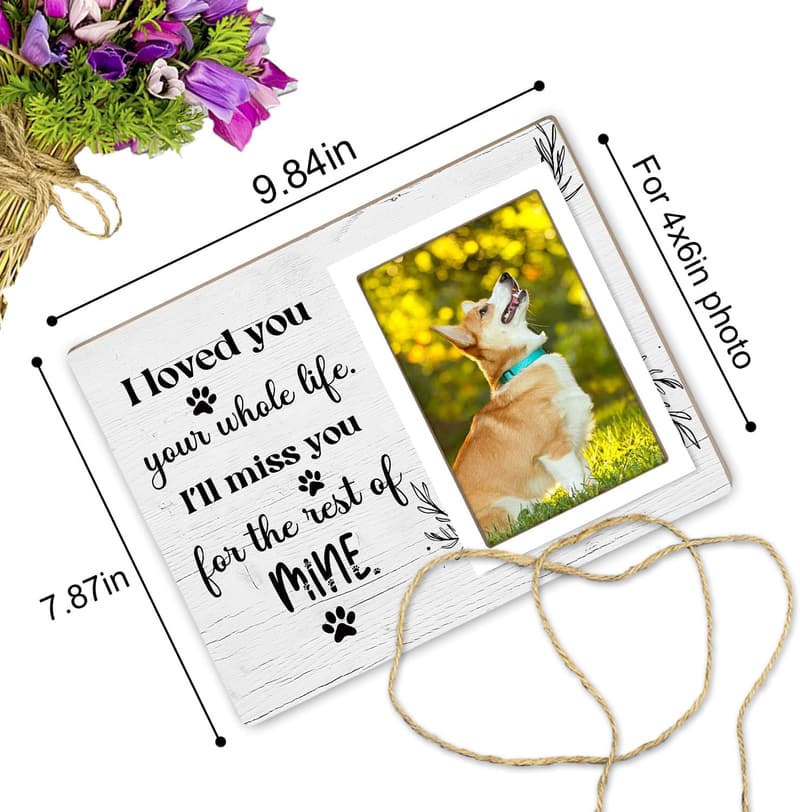 Dog Memorial Frame - Wooden 4x6 Inch Photo Tribute