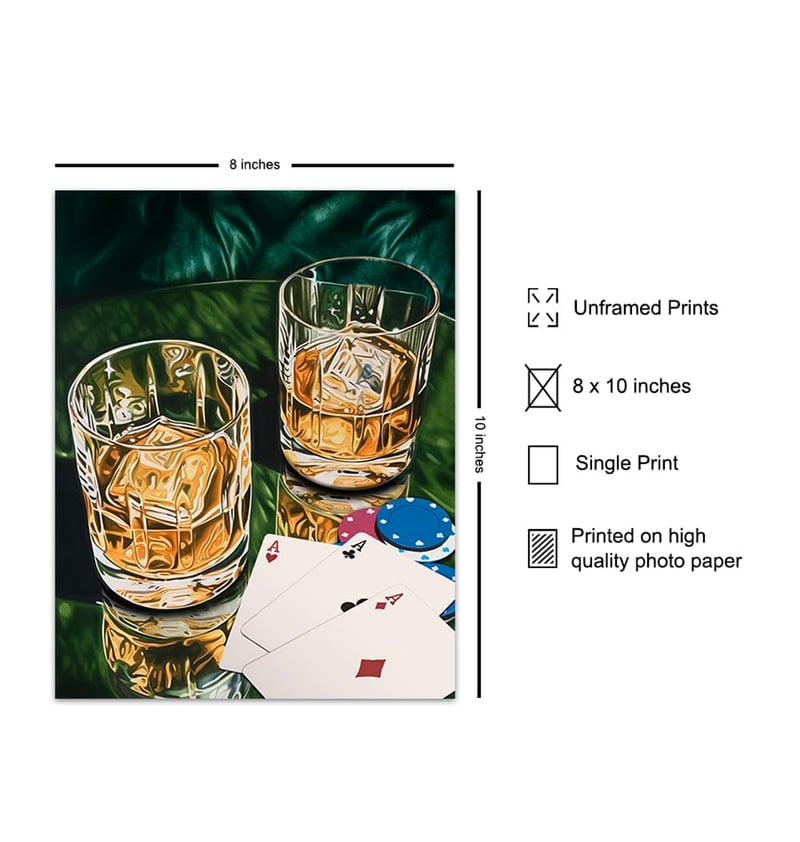 Men's Bar Decor Posters - Vintage Playing Card Wall Art