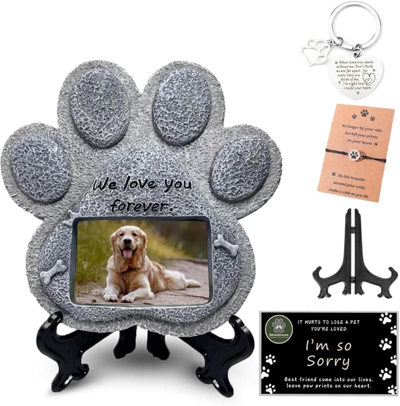 Pet Loss Memorial Gift Basket for Friends - Paw Print Stone