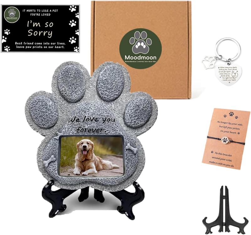 Pet Loss Memorial Gift Basket for Friends - Paw Print Stone