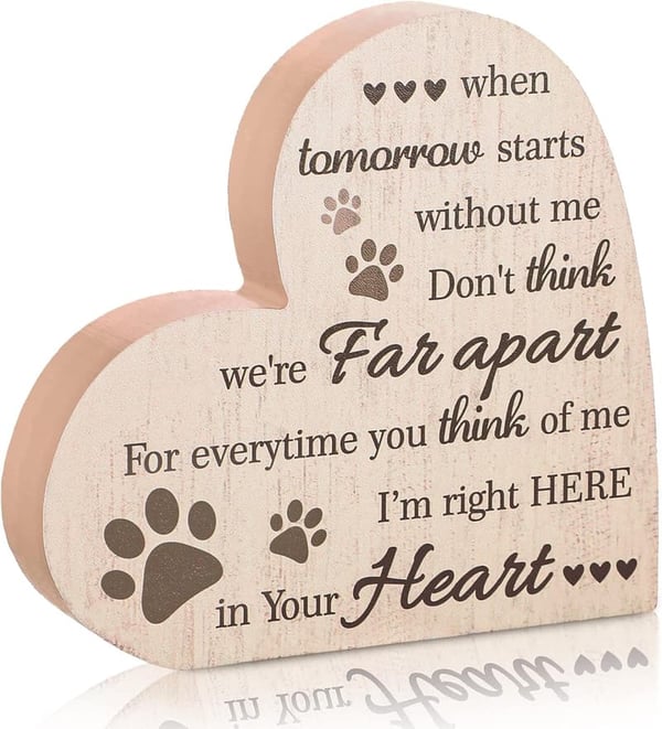 Pet Memorial Heart Shaped Wooden Plaque for Sympathy