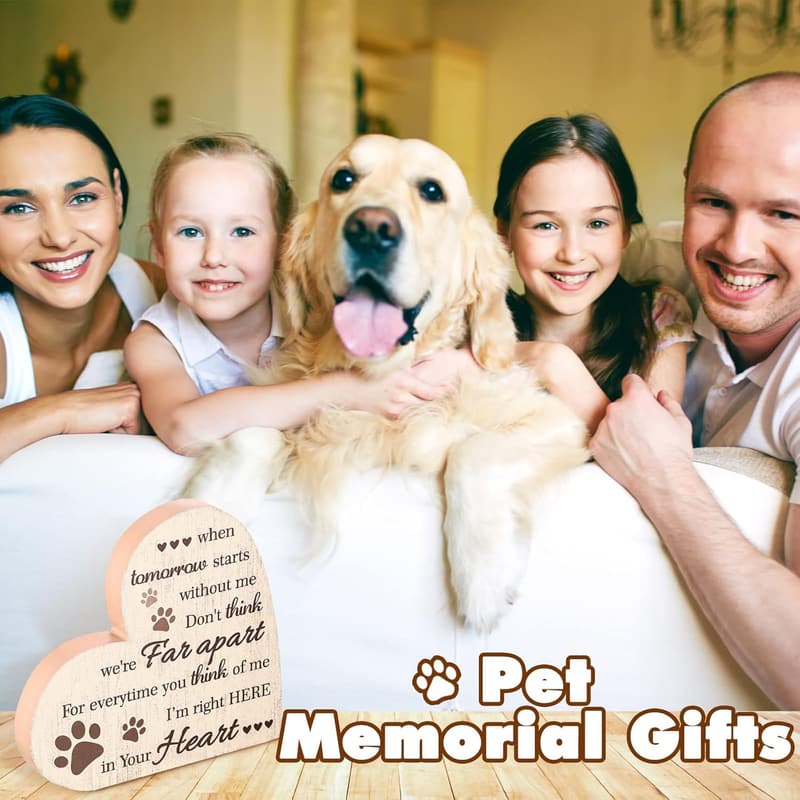 Pet Memorial Heart Shaped Wooden Plaque for Sympathy