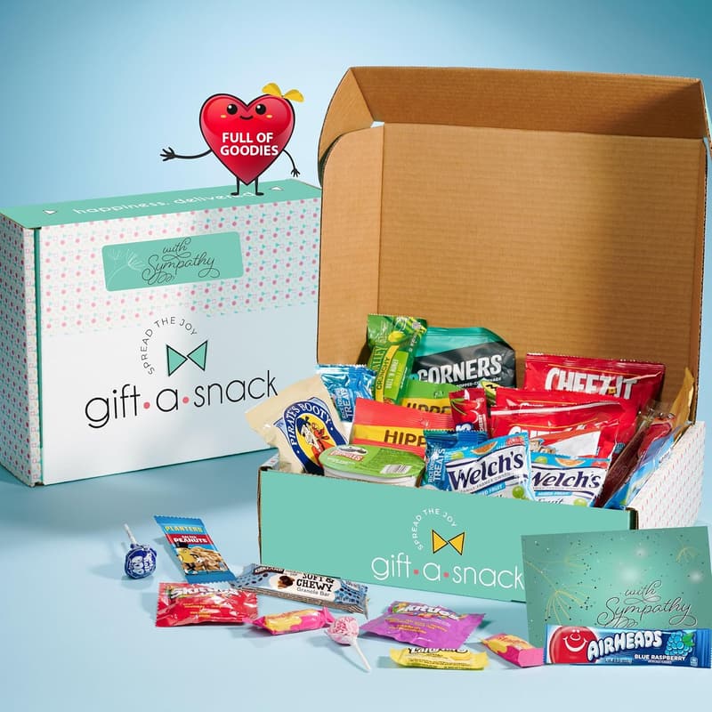 Sympathy Snack Box Care Package with Greeting Card (45 Count)