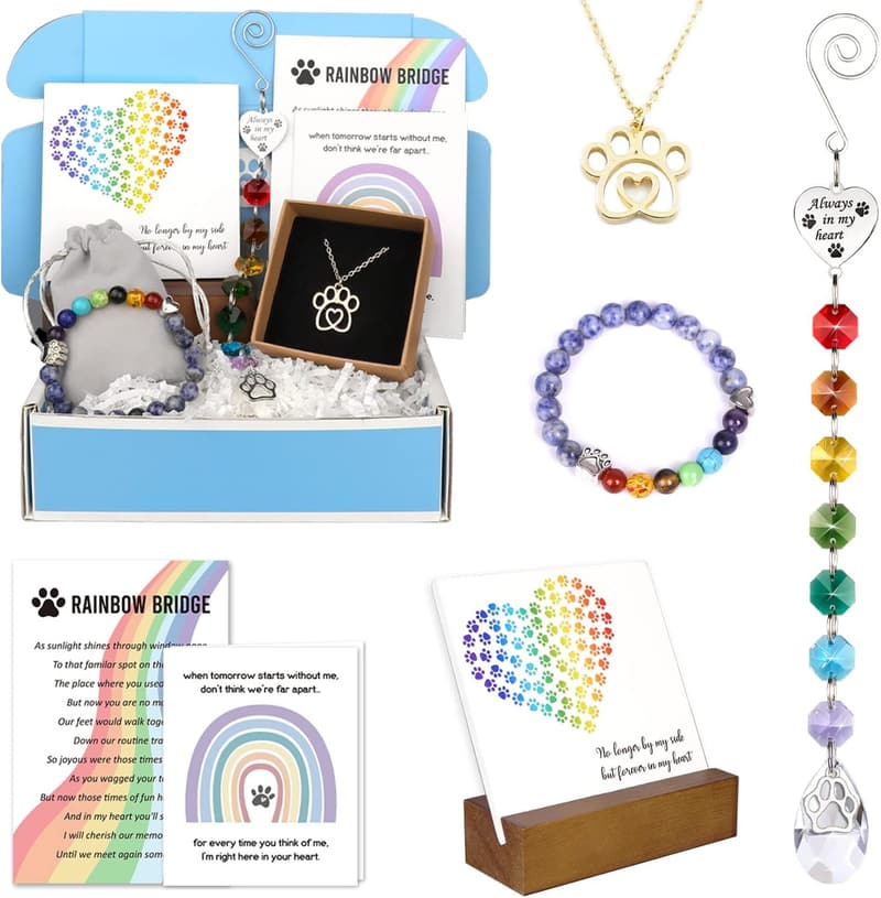 Rainbow Bridge Sympathy Gift Basket for Pet Owners