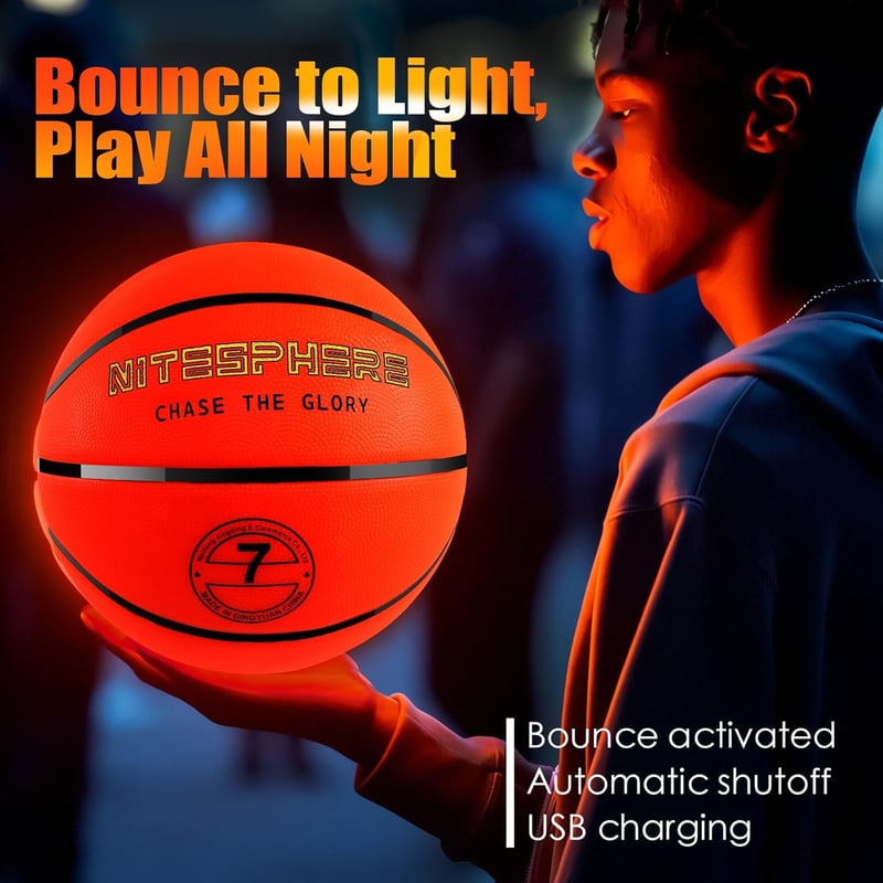 Glow in the Dark Basketball - LED Toy for Ages 8-15
