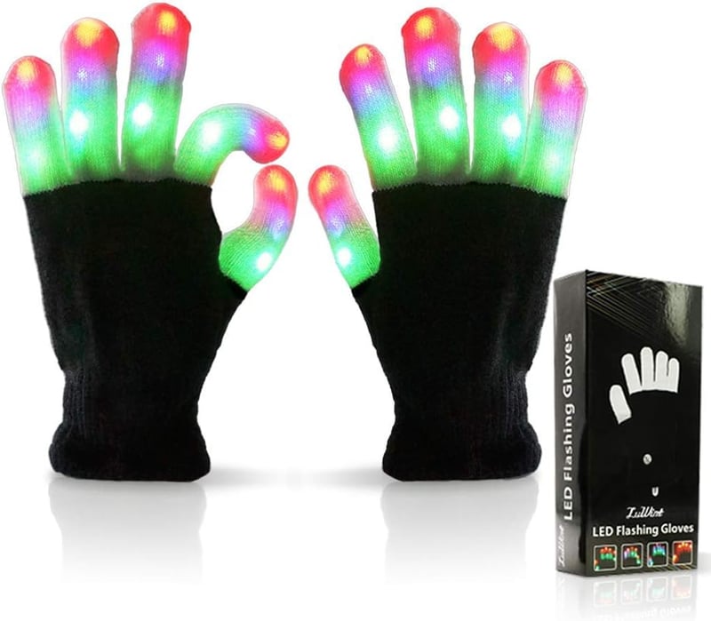 LED Gloves for Kids & Teens - 6 Flashing Modes, Rave & Party Gift