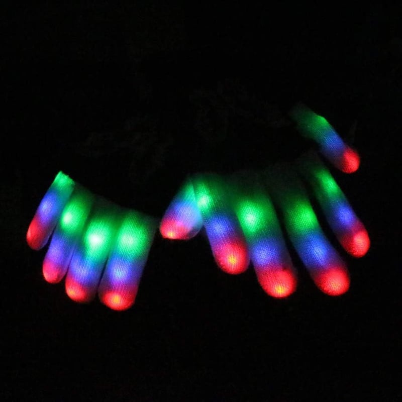 LED Gloves for Kids & Teens - 6 Flashing Modes, Rave & Party Gift