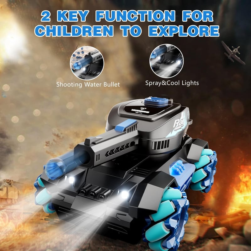 All-Terrain 4WD RC Truck with Water Shooting & Lights for Kids