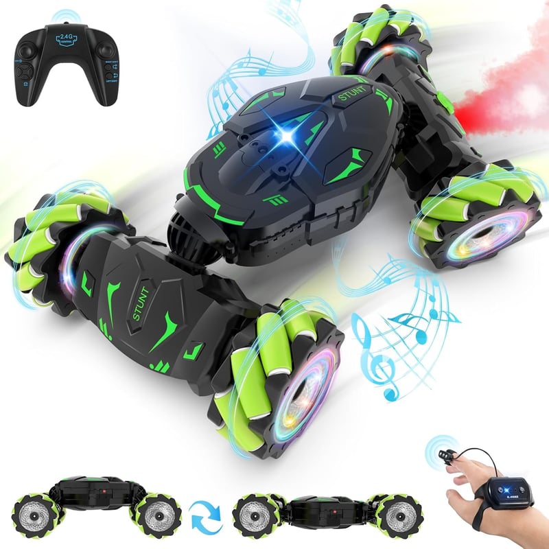 RC Stunt Car for Boys 6-12 - 360 Rotate, Lights & Music