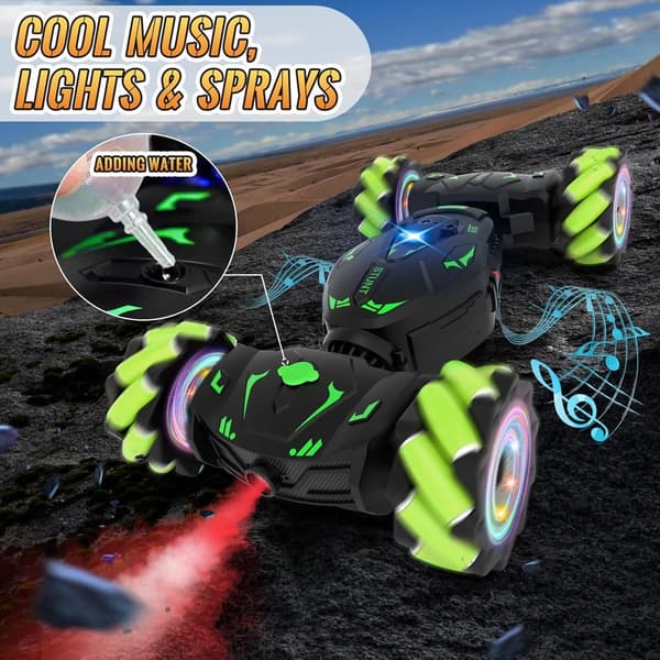 RC Stunt Car for Boys 6-12 - 360 Rotate, Lights & Music