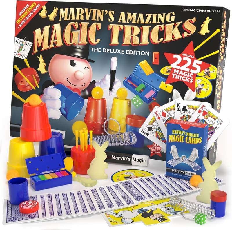 Kids Magic Set - 225 Easy Tricks with Wand and Cards