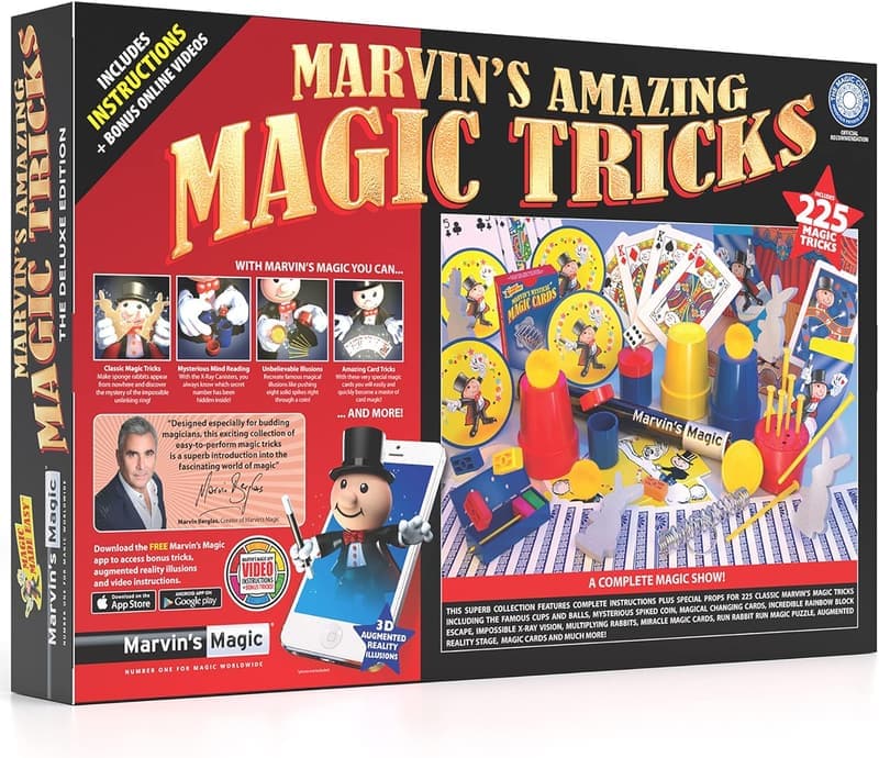Kids Magic Set - 225 Easy Tricks with Wand and Cards