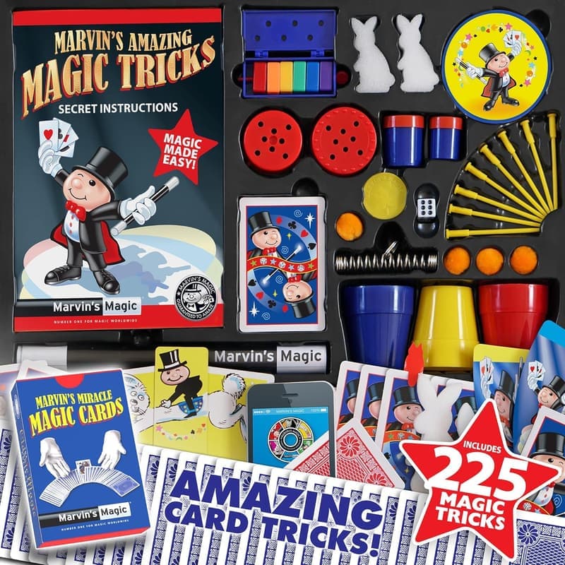 Kids Magic Set - 225 Easy Tricks with Wand and Cards