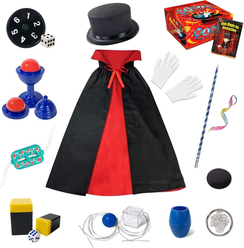 Kids' Magic Kit - Beginner-Friendly Pretend Play Set with Tricks