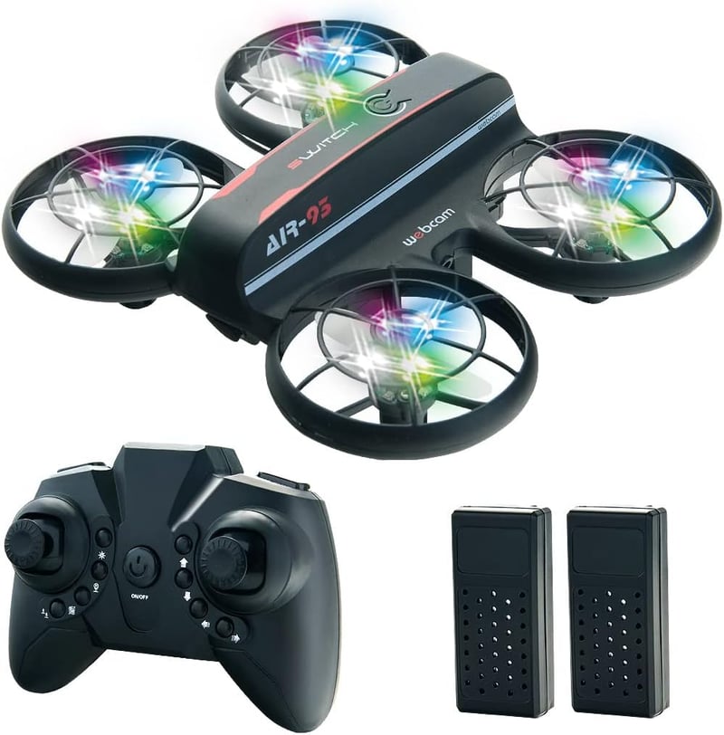 RC Drone for Kids with Altitude Hold, LED Lights & 2 Batteries