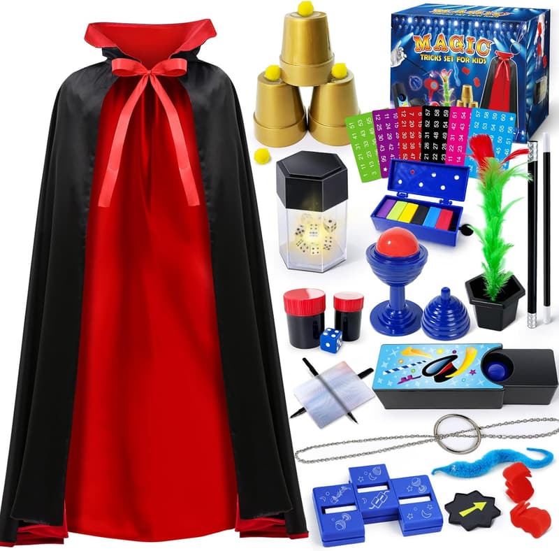 Kids Magic Set with Costume & Tricks for Ages 6-12