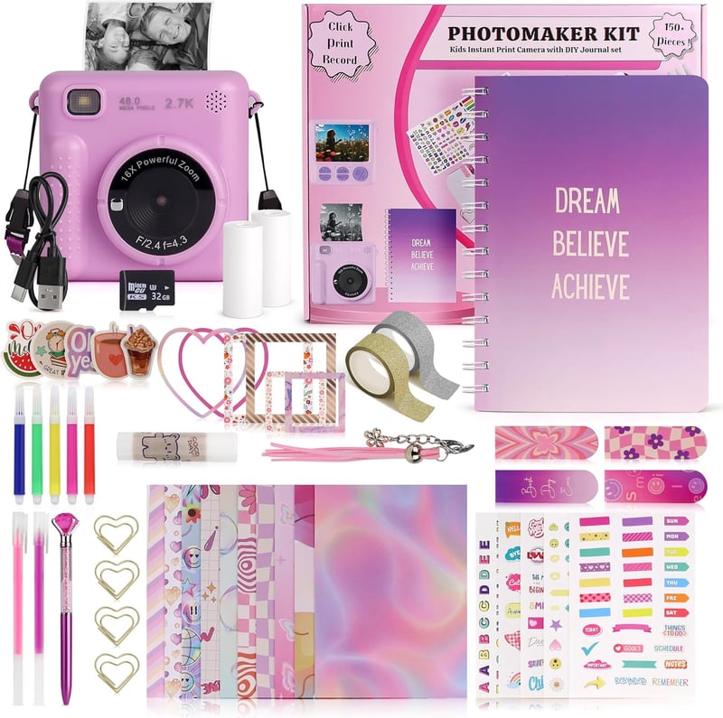 DIY Journal & Instant Print Camera Kit for Girls (Ages 6-14)