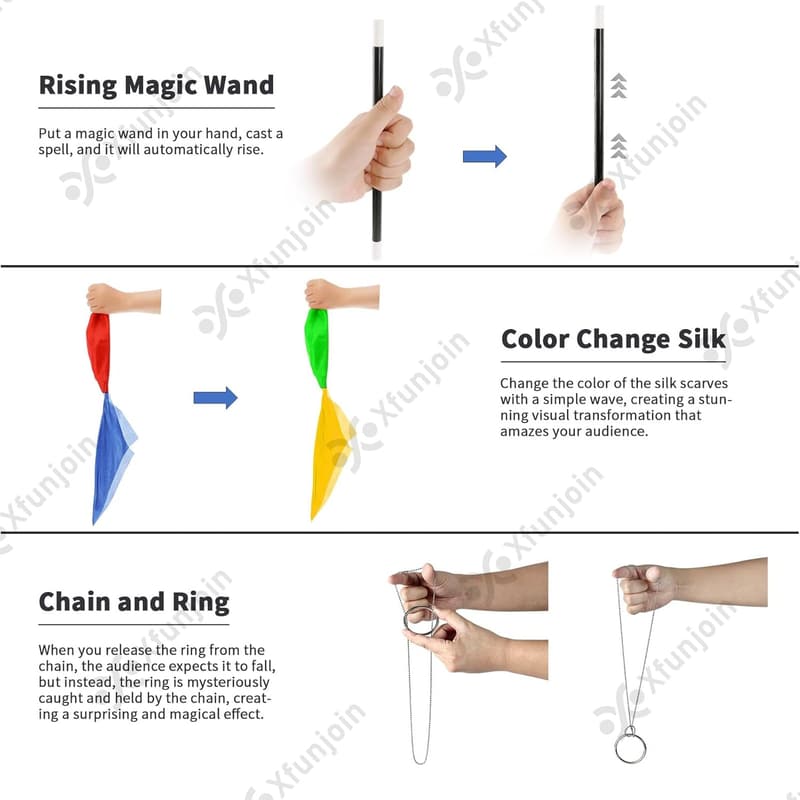 Kids' Magic Kit - 6 Beginner Tricks with Wand & Tutorial Video