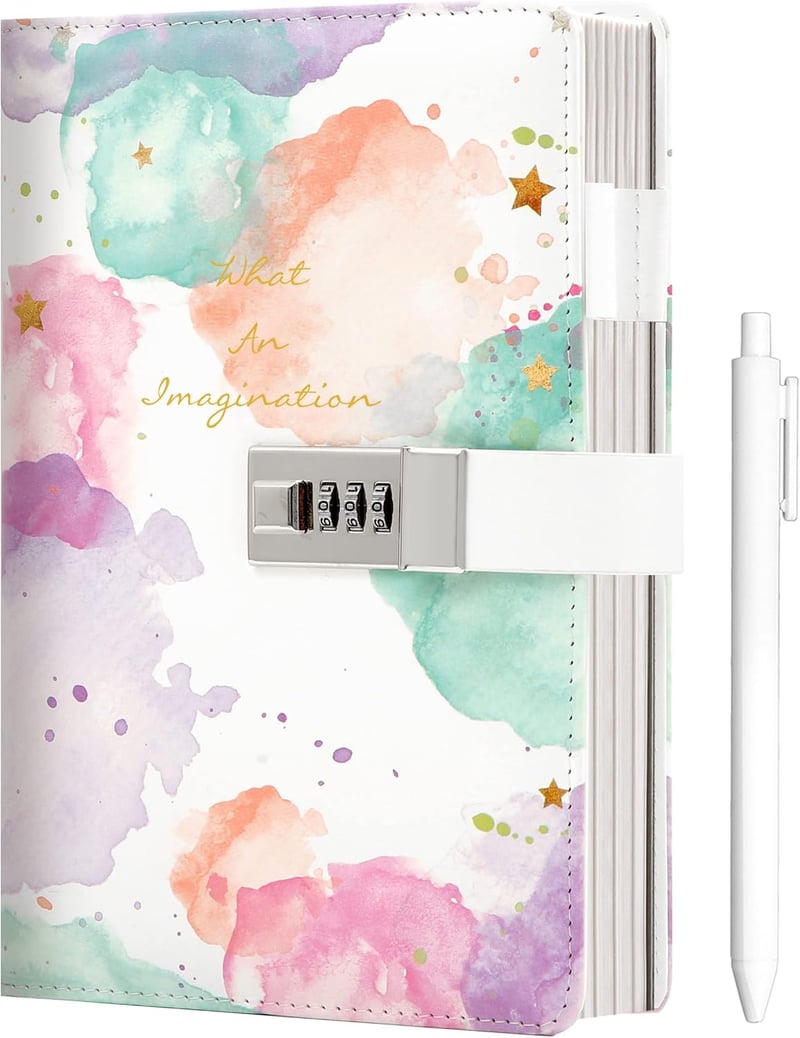 Tie-Dye Lock Diary for Girls 8-12 - 192 Pages with Pen