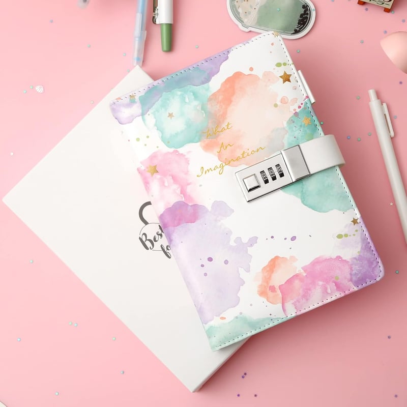 Tie-Dye Lock Diary for Girls 8-12 - 192 Pages with Pen