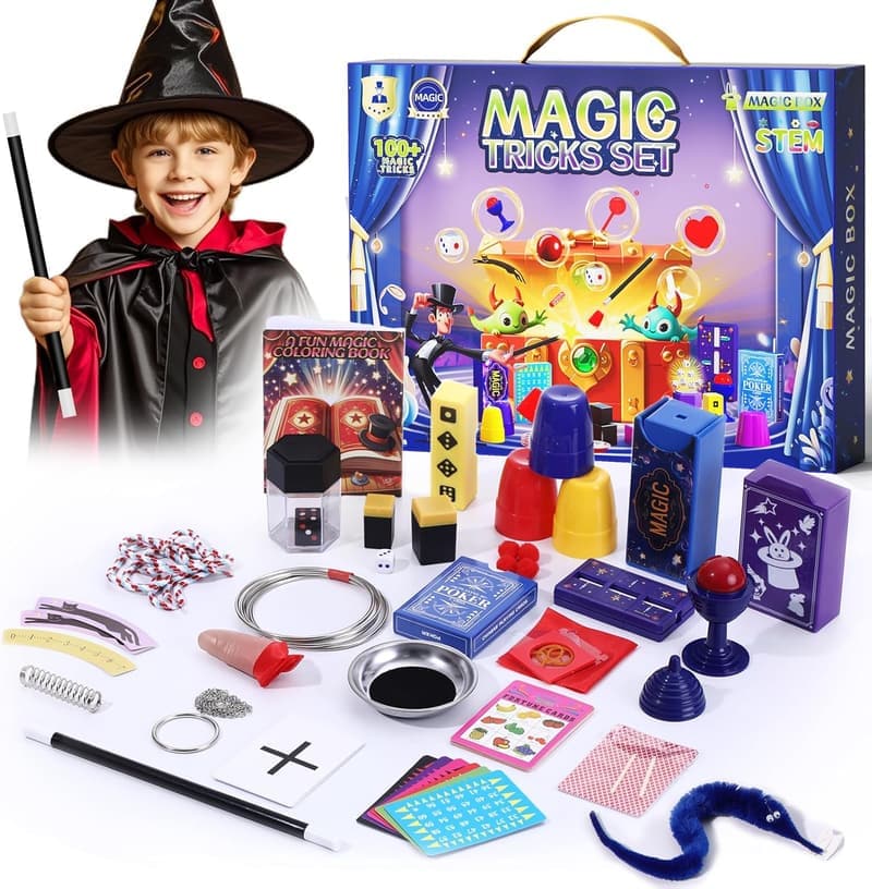 Magic Tricks Kit for Kids with 100+ Props & Instructions