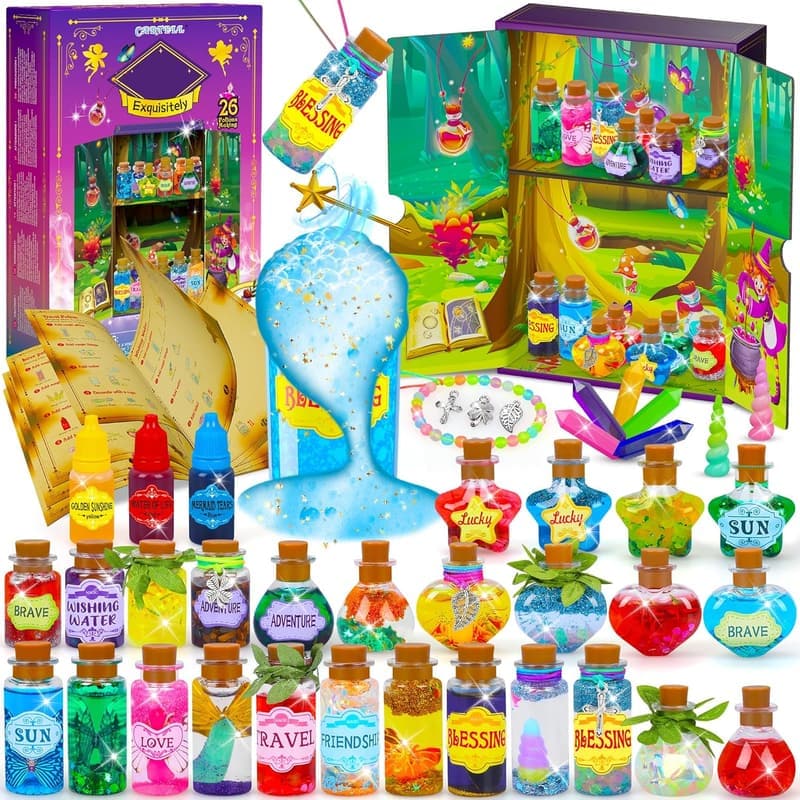 Fairy Magic Potions Kit - 26 DIY Wizard Craft Bottles for Kids