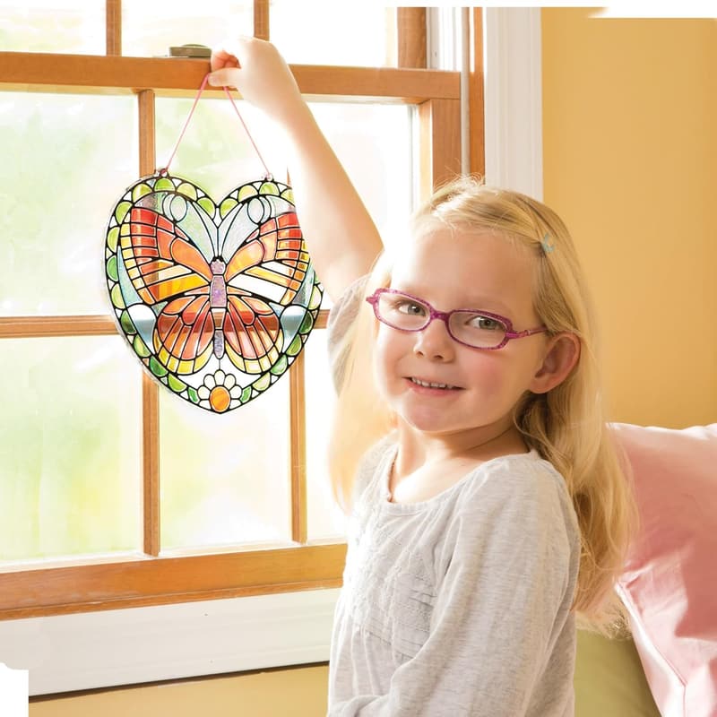 Butterfly Stained Glass Craft Kit for Kids 5+ with 140+ Stickers